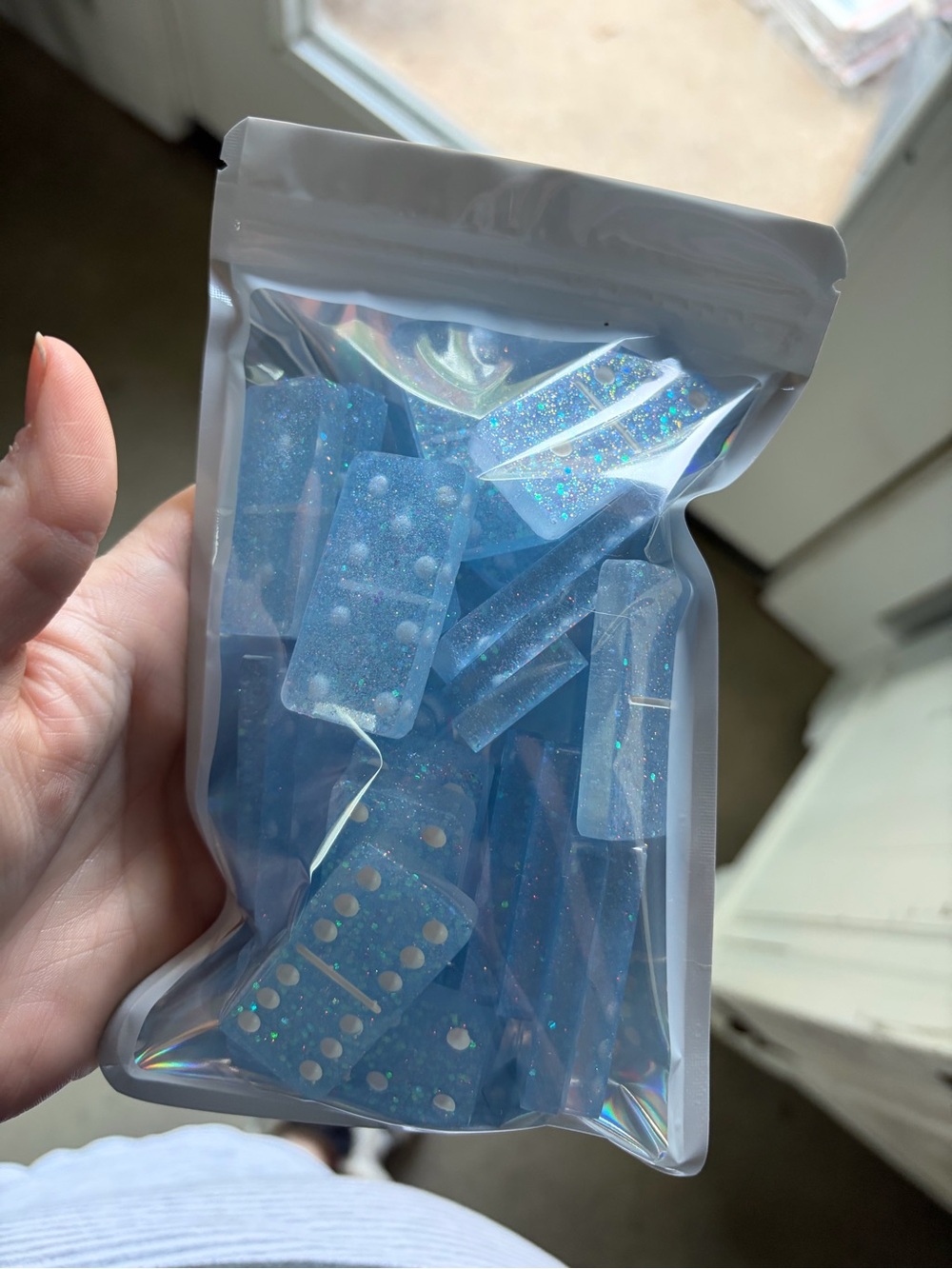 Blue Glitter Domino Set - Unbranded
